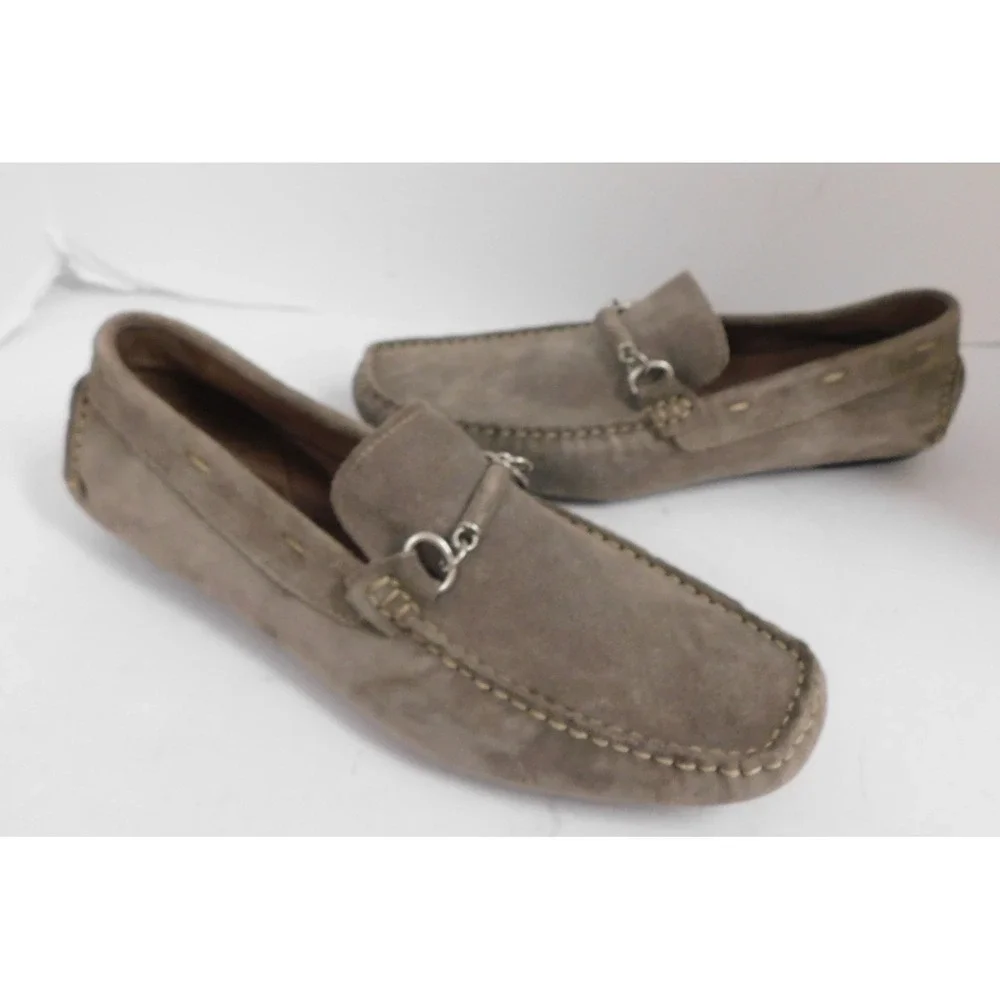 Marco Ferretti Lea Men's Gray Suede Leather Horsebit Driving Moccassins sz 10.5